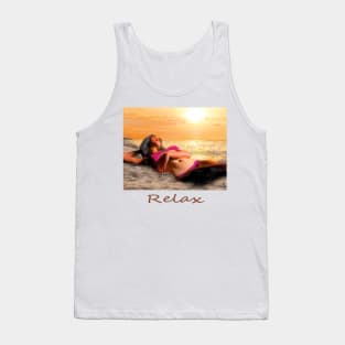 Woman girl bikini beach sunset Tank Top